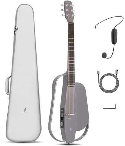 Enya NEXG SE Elektro-Akustische Gitarren – Grau 3/4 Carbon Fiber Guitar Smart Audio Silent E-Gitarre Set für Erwachsene mit Wireless Lautsprecher Headset Mic Ladungskabel und Halsstab