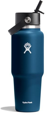 Hydro Flask - Weite Flex-Trinkhalm-Reiseflasche 946 ml (32 OZ) - Isolierte Edelstahl-Wasserflasche mit TempShield-Vakuumisolierung und auslaufsicherem Flex-Trinkhalm-Verschluss - Indigo