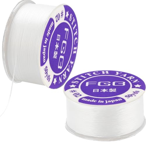SUNNYCLUE 100 Iarda 2 Rotoli Filo per Perline Da 0.1 mm Filo per Perline In Nylon Filo per Perline Bianco Invisibile Filo per Cucire Corda Intrecciata In Nylon per Cuciture In Pelle Perline Gioielli B