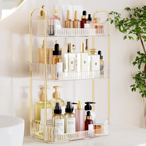 SOLEJAZZ badezimmer tablett, Kosmetik Organizer, Beauty Organizer, für Badezimmer(3 Schichten, Klar)