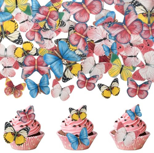 Essbare Cupcake-Aufsätze, Schmetterling, für Hochzeitstorten und Geburtstagspartys, verschiedene Größen und Farben (Stil 1)