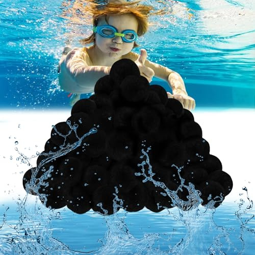 CEEDIR Filterbälle Pool Filter Balls für Sandfilteranlage 2100g Filterbälle 75kg Filtersand Ersetzung Poolfilterkugeln für Pool Sandfilter Filteranlagen, Schwarz