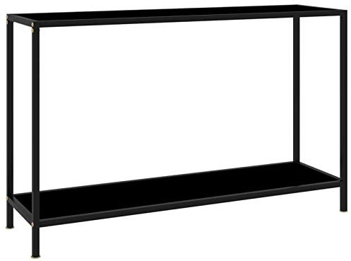 Rantry Table console noire 120 x 35 x 75 cm en verre trempé, table à manger, table de cuisine, table de jardin, tables extérieures
