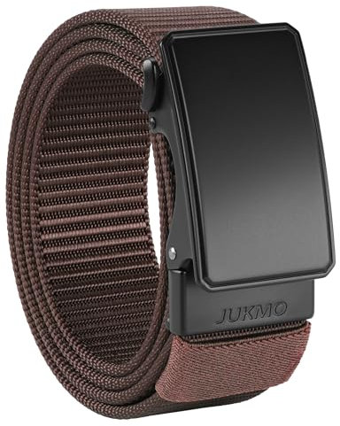 JUKMO Automatik Gürtel Herren, Nylon 3,8cm Ratsche Gürtel (Kaffee, M-für Taille 91cm-105cm (Länge 125cm))