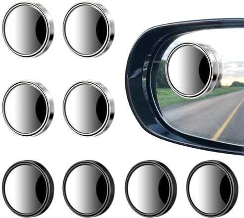 8 Stück Toter Winkel Spiegel Auto Türspiegel Toter Winkel Autospiegel Rund Konvexes Glas Spiegel Verstellbarer für Automotive Außenspiegel Seitenspiegel Rückspiegel