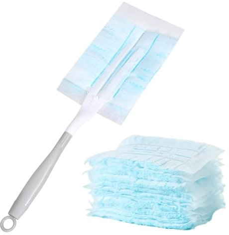 10Pcs Flash Dust Magnet Refills - Fluffy Blue Dusters with 1 Handle for Cleaning Dust & Dirt