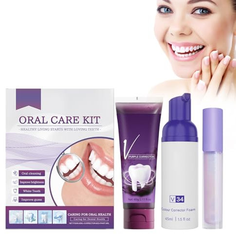 Kit De Soins Dentaires Avec Mousse Pour Les Dents, Dentifrice Et Peinture De Blanchiment Des Dents, Nettoie Doucement Les Dents, Blanchit Les Dents Et Rafraîchit L'haleine