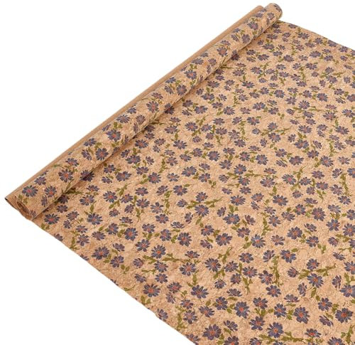 PH PandaHall 135x50cm Zoll Korkstoff Kunstlederblätter Mit Lila Blumen Weiches Korkband Dekorativer Stoff Für Polster Laptoptasche Handtasche