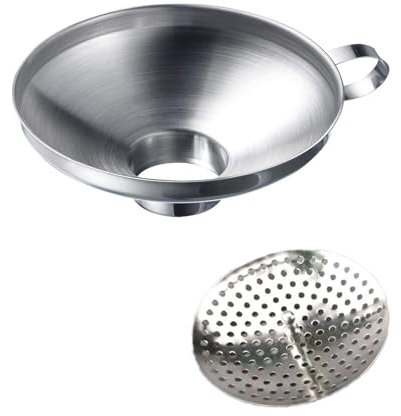 Bustlwor 2er-Pack Edelstahl-Einmachtrichter, breite Öffnung, Verdickte Edelstahltrichter, Küchen-Einmachtrichter zum Umfüllen von Gewürzen, Flüssigen Pulvern und Marmeladen (Mit Sieb)
