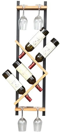 Botellero Vino Pared para Vinoteca Mueble Bar Garrafeira Mini Bar Wine Rack Botellero Madera Mueble Comedor Estanteria Madera con Soporte Copas Colgante para Barra para Bar Salon Cocina Comedor
