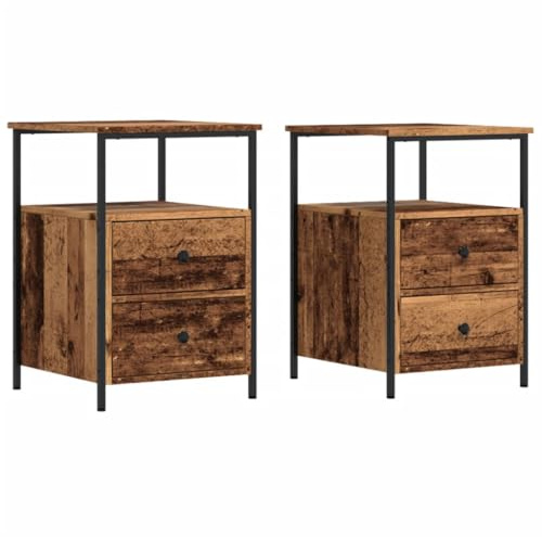 vidaXL Nachttische 2 STK. Altholz-Optik 34x35,5x50 cm Holzwerkstoff