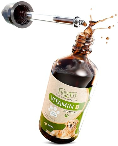 FeiniFit Vitamin B Komplex Hund Tropfen 100 ml, flüssige B-Vitamine Hunde | leichte Einnahme Tropfen statt Tabletten, B Vitamine für Hunde (B1–B12) für einfache tägliche Versorgung, Made in Germany