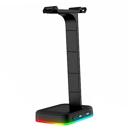 jojofuny Rgb Breathing Light Gaming Headset Display Stand Desk Headphone Holder Usb Hub Black