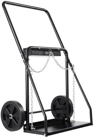 VEVOR Carrello per Bombole di Saldatura Doppie, Capacità di Peso Statico 200 kg Carrello per Bombole di Ossigeno e Acetilene con Ruote Piene 254 mm per Bombole di Gas Doppie da 317,5 mm di Diametro