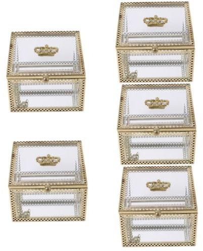 DEARMAMY 5stücke Schmuckbox Mit Goldenen Akzenten Aufbewahrung Von Ringen Ohrringen Und Kleinen Schätzen Für Zu Hochzeiten Jubiläen Oder Weihnachten