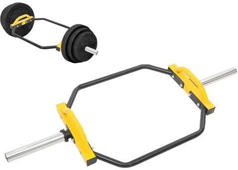 Sechskantstange, Hex Bar Gerändelter Griff mit Ständer und 2 Federklemmen Manschetten Griffen für Langhantel Kreuzhebestange Olympisches, Gewichtheben, Fitnessgerät für Zuhause