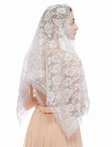 JJDreams Wraps Spitzenschleier Kopfbedeckung Schal Damen Mantilla Lace Blumen Schleier Schal Schleier Stola