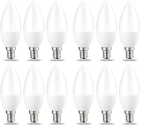 Amazon Basics LED E14 Small Edison Screw Candle Bulb, 4.9 W (Equivalent to 40W), Warm White, Non Dimmable - Pack of 12