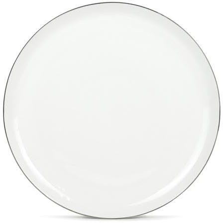 Lot de 6 assiettes plates blanc Sélène | Porcelaine 100%, 27,3 cm, Liseré argenté élégant, Design blanc raffiné, Compatible micro-ondes et lave-vaisselle