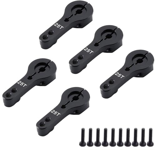 YijiaLink 5Stk 25T Aluminium Servohorn M3 Gewinde Metall Lenkhebel für RC Auto Truck Buggy Flugzeug(Schwarz)