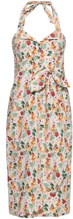 Queen Kerosin Damen Etuikleid · Sommerkleid · Bleistiftkleid · Neckholder · Retro · Vintage · 50s · Tropical · Hawaii · Party · Beach · Bar · Rocknroll · Rockabella · Hula Girls