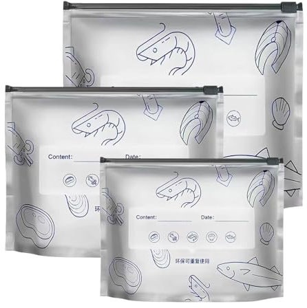 Resealable Stand up Bags, Stand up Sealable Bags for Packaging Food, Aluminium Foil Freezer Organizer Kitchen Pantry Container for Seafood Meats Vegetables Snacks Candy Fruit