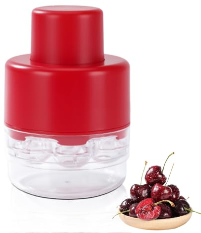 7-in-1 Kirschentkerner Werkzeug, Tragbarer Push-Down-Kirschensamenentferner, Entsteiner Kirschen, entkerner für obst und gemüse, Cherry Pitter für Küche, Spritzschutz Entsteiner