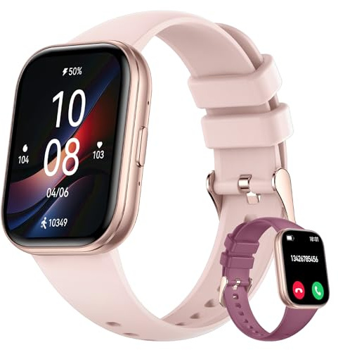 Reloj Inteligente Mujer, 1.75 Smartwatch Pequeño Deportivo Aptitud, Contador de Pasos Actividad Smart Watch Compatible iOS Android con Pulsómetro/Monitor de Sueño/120+Modos, IP68 Digital, Oro Rosa
