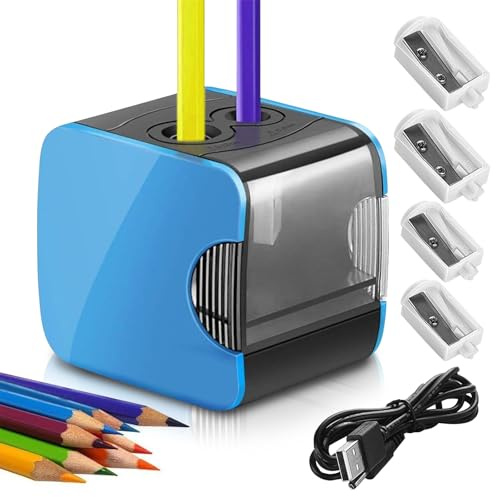 VIBINHO Sacapuntas Electrico, Alimentado por Batería/USB, Sacapuntas para La Escuela, El Hogar