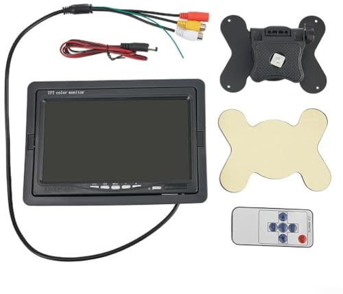 Monitor per auto, 7 pollici per camion veicoli TFT LCD display a colori risoluzione 800x600 doppi ingressi AV telecamera posteriore interruttore automatico 12 V/24 V nero