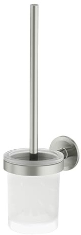 Lenz WC-Bürstengarnitur NOA in Nickel – Herausnehmbarer Glasbehälter