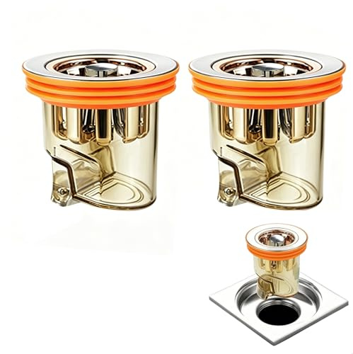 Valvula Antiolores Ducha Desagüe Antiolores, 32-42mm, Tapón Ducha Olores con Sellado Magnético, Desagüe Suelo Antiolores de Flujo Directo 90°, 2 Piezas, Fácil Instalación