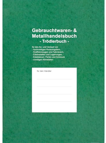 RNKVERLAG 31261 - Gebrauchtwaren- und Metallhandelsbuch, 48 Doppelseiten, DIN A4, mit Nummerierung