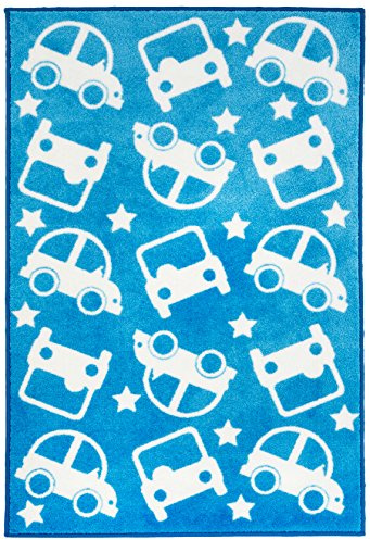 Kit for Kids Cars Rug (Blue with White)