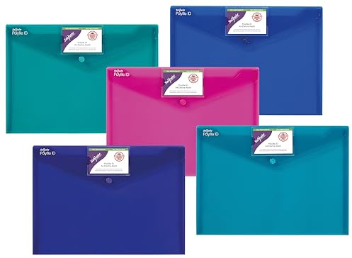 Snopake A4 Polyfile ID Popper Wallet with Press Stud Closure – Electra Assorted [Pack of 5] Ref: 14734
