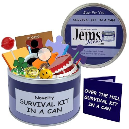 Broma en lata Survival Kit In a Can. Regalo divertido y gracioso, regalo de cumpleaños y tarjeta todo en uno; un regalo de broma para cualquier edad; personaliza el color de tu lata, Purple/Lilac, Approx 10cm x 6cm