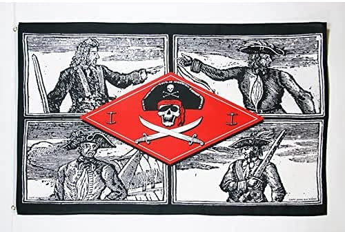 AZ FLAG Bandiera Pirata 4 Pirati 150x90cm - Bandiera dei Pirati – Teschio 90 x 150 cm