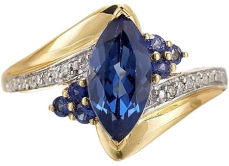 Au Marché du Luxe - Bague plaqué Or 18 carats Saphir CZ Marquise Taille 60