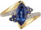 Au Marché du Luxe - Bague plaqué Or 18 carats Saphir CZ Marquise Taille 60