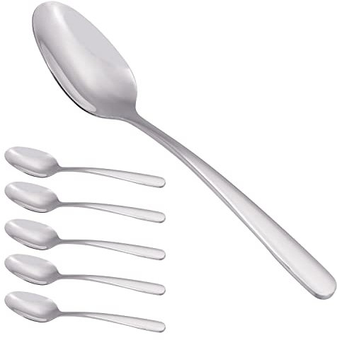 FOXAS Pack of 6 Large Teaspoons, 6.3-inch Stainless Steel Tea Spoons Heavy Duty, Quality Dessert Spoon, Coffee Stirring Spoons, Yogurt Spoon, Dishwasher Safe, Bon Appétit Series