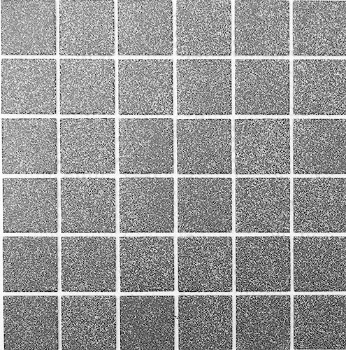 Mosaik Quadrat uni steingrau rutschhemmend R10B Keramik rutschsicher trittsicher anti slip rutschfest Duschtasse Boden Küche Bad WC, Mosaikstein Format: 48x48x6 mm, Bogengröße: 306x306 mm, 1 Bogen / Matte