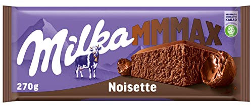 Milka Noisette 1 x 270g I Großtafel I Alpenmilch-Schokolade I mit cremiger Haselnuss-Füllung I Milka Nuss-Schokolade aus 100% Alpenmilch I Tafelschokolade