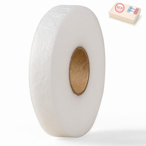Thermocollant 60g/m2-2cm x 30m - Marque Francaise - Bande Adhésive Textile pour Rideau, Couture, Customisation, et DIY