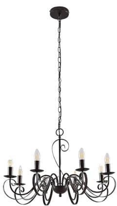 Lucande Kronleuchter Caleb (Landhaus, Vintage Rustikal) in Braun aus Metall (8 flammig E14) - Pendelleuchte Hängelampe Lüster Lampe Deckenleuchte Deckenlampe Flurleuchte