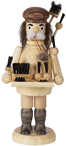 OBC Räuchermännchen Bürsten-Händler Natur, 18 cm, Dekofigur handbemalt im Kunsthandwerks-Stil/Räuchermann/Räucherfigur aus Holz