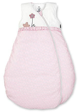 Sterntaler Schlafsack für Kleinkinder, Ganzjährig, Wärmeregulierung, 2-Wege-Reißverschluss, Größe: 80, Emmi Girl, Weiß/Rosa