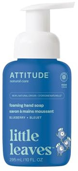 ATTITUDE Foaming Hand Soap for Kids, EWG Verified, Dermatologically Tested, Plant- and Mineral-Based Ingredients, Vegan, Blueberry, 295 mL