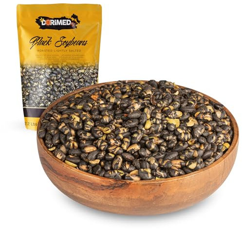 Sojabohnen geröstet getrocknet und leicht gesalzen schwarz vegan 1 kg | Pflanzliche Trockenhülsenfrüchte mit hohem Proteingehalt. Dehydrierte getrocknete schwarze Sojabohnen mit Salz - Dorimed