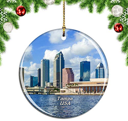 Weekino USA Amerika Tampa Weihnachtsdekoration Christbaumkugel Hängender Weihnachtsbaum Anhänger Dekor City Travel Souvenir Collection Porzellan 2,85 Zoll