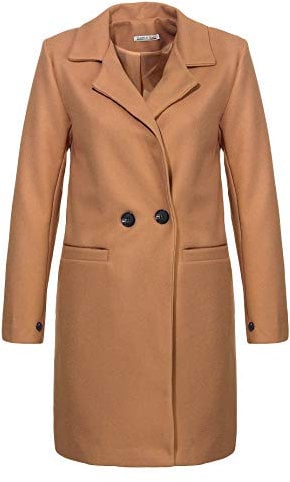 Malito Damen Kurzmantel - edle Jacke mit Knöpfen - schicke Übergangjacke - Jacke mit Taschen 19691 (Camel, XL)
